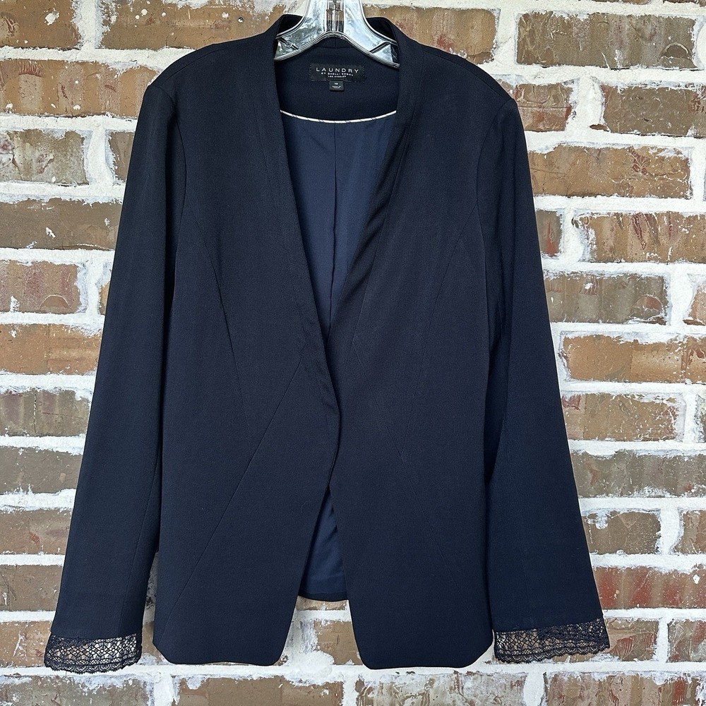 VTG 1990s Laundry by Shelli Segal Blazer Jacket Women's Size 10 Blue Lace Cuff